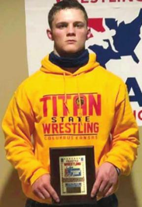 Trent Smith placed fourth in the High School 152-pound weight class at the USAWKS 2021 State Folkstyle Wrestling Championship in Mulvane, Saturday. Courtesy Photo.